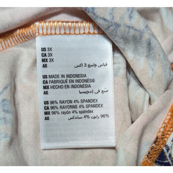 JM Collection Women's Plus Size 3X Tropical Maze Short Sleeve Cold-Shoulder Top - Picture 9 of 11